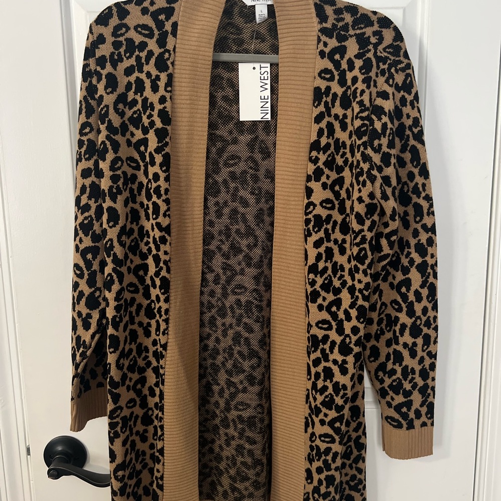 Nine West Animal Print Open Cardigan